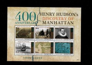 Dominica 2009 - Henry Hudson - Manhattan - Sheet of 6 stamps - Scott #2713 - MNH