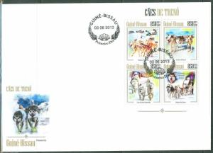 GUINEA BISSAU 2013 SLED DOGS  SHEET  FIRST DAY COVER