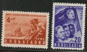 BULGARIA Scott 696-7 MH* 1950 set 