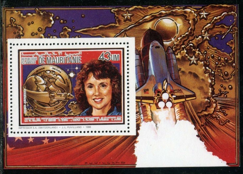 MAURITANIA 1986 MEMORIAL FOR THE SPACE SHUTTLE CHALLENGER DELUXE  S/S   MINT NH