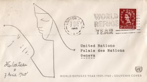 Great Britain 1960 WORLD REFUGEE YEAR JEAN COCTEAU COVER SPECIAL COVER