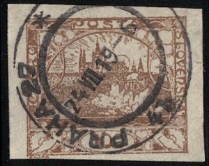 CZECHOSLOVAKIA  1918 Sc 8 Used VF 100h Mucha Hradcany, PRAHA 27 cancel