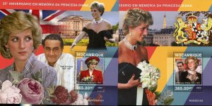 MOZAMBIQUE 2022 25th MEMORIAL OF PRINCESS DIANA SET OF TWO S/SHEETS MINT NH