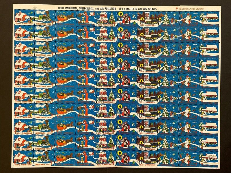 1972 US Christmas Seals MNH Sheet of 100, Sc# WX247 E