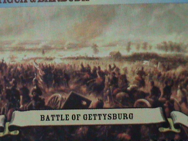 ​ANTIQUE-BARBUDA -AMERICAN CIVIL WAR-THE BATTLE FIELDS MNH SHEET VERY FINE
