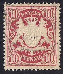 Bavaria #63 10 PF Coat of Arms Stamp used F-VF