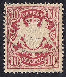 Bavaria #63 10 PF Coat of Arms Stamp used F-VF