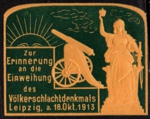 1913 Germany Poster Stamp Inauguration Leipzig Battle Of Nations Memorial