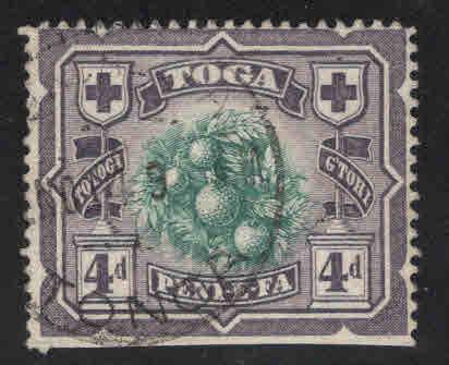 TONGA  Scott 44 Used 1897 Breadfruit Tree stamp turtle watermark