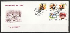 Zaire, Scott cat. 1085-1089. Scouting 75th Anniversary. First day cover. ^