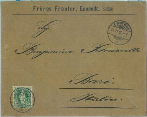 89088 - SWITZERLAND - POSTAL HISTORY -  EARLY COVER from ENNENDA to  ITALY  1892