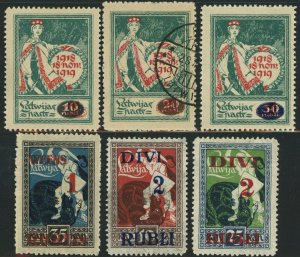 Latvia #83-85 #91-93 Overprint Postage Stamp Collection Europe Used Mint LH