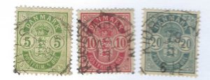 Denmark SC#38-40 Used F-VF  SCV$10.50...Check the Offer!!