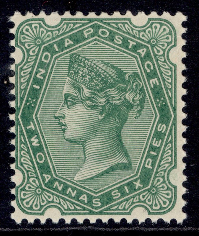 INDIA QV SG103, 2a 6p yellow-green, NH MINT.