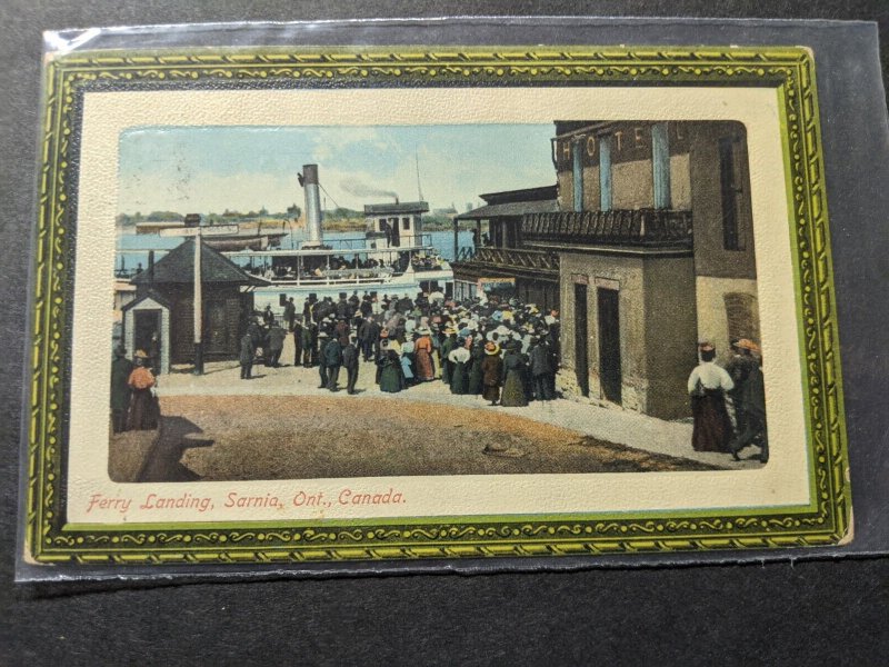 MARYSVILLE, MICHIGAN 1911 Postal History Cover w/ note FERRY, SARNIA Postcard 