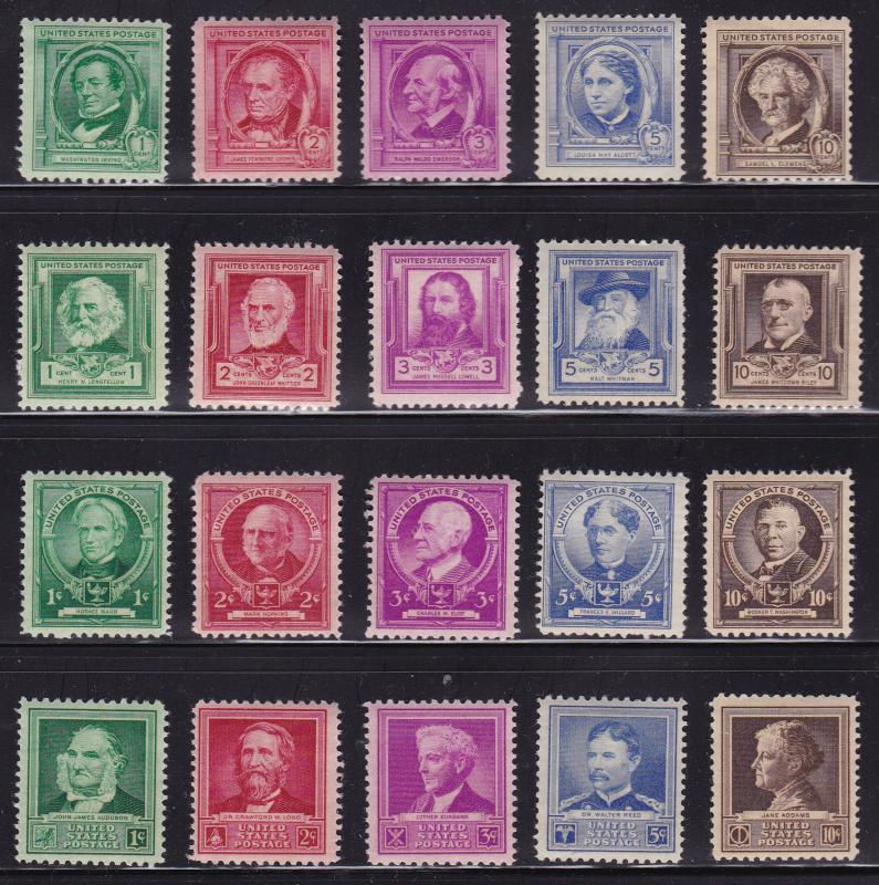 United States 1940 Famous Americans Complete (35) Scott Nr. 859-893 F/VF/NH(**)