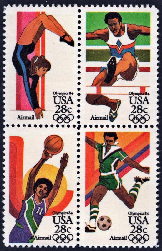 SC#C101-104 28¢ Summer Olympics Block of Four (1984) MNH