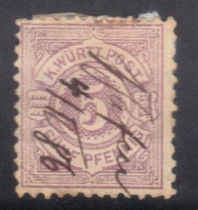 WURTTEMBERG, GERMANY SCOTT# 58 USED 5pf 1900