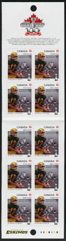 Canada 2570a Booklet MNH CFL, Edmonton Eskimos, Football