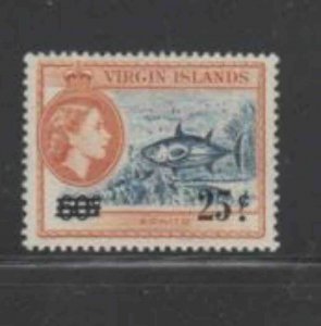 VIRGIN ISLANDS #136 1962 25c ON 60c QEII MINT VF NH O.G