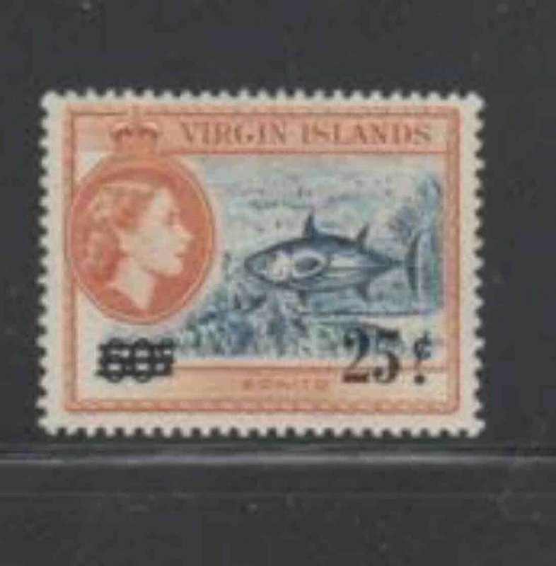 VIRGIN ISLANDS #136 1962 25c ON 60c QEII MINT VF NH O.G
