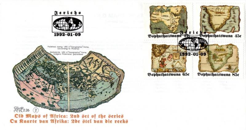 Bophuthatswana - 1992 Old Maps FDC SG 268-271