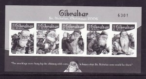 Gibraltar-Sc#1065a-unused NH sheet-Black print-Christmas-Santa-2006-