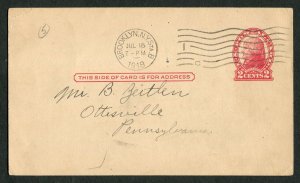 1918 WWI Era Postal Card Brooklyn NY to Ottsville PA Family Correspondence Eggs