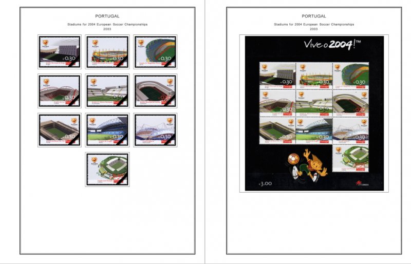 COLOR PRINTED PORTUGAL 2000-2010 STAMP ALBUM PAGES (214 illustrated pages)