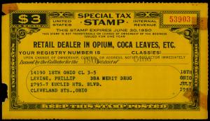 U.S. REV. STAX -RET. DEALER IN OPIUM FYE 1950  Used (ID # 61868)- L