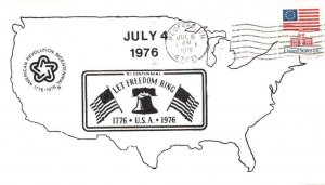 USA BICENTENNIAL TOUR SCARCE PRIVATE CACHET CANCEL AT BEDFORD, IN JULY 6 1976