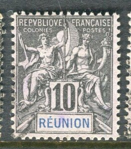 FRENCH COLONIES; REUNION 1890s classic Tablet type issue used 10c. value