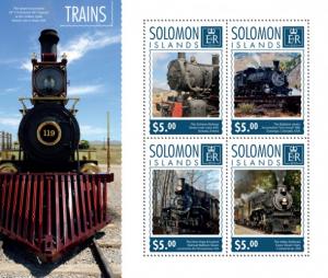 SOLOMON ISLANDS 2014 SHEET TRAINS LOCOMOTIVES slm14719a