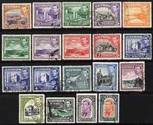 Cyprus 1938-51 KG6 definitive set complete 19 values good...