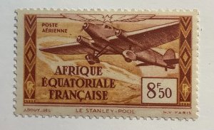 French Equatorial Africa 1937 Scott C7 MNH - 8.50 fr, Airplane, Stanley Pool