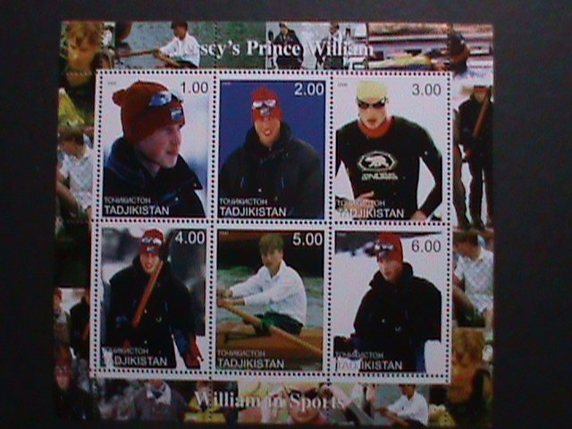 TADJIKISTAN-2000 PRINCE WILLIAM IN SPORTS MNH S/S-VF WE SHIP TO WORLD WIDE