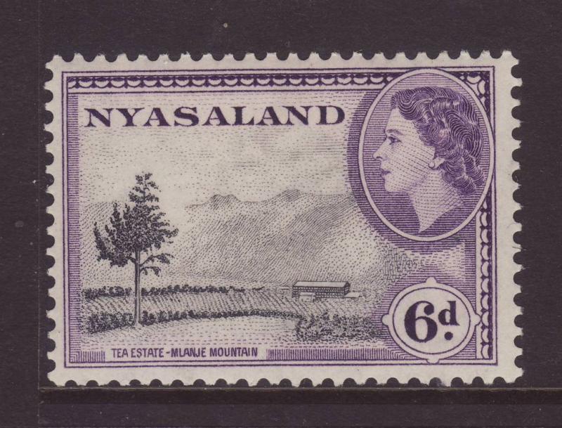 1954 Nyasaland 6d Perf 12 x 12½ Mint SG180a