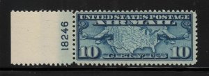 1926 Sc C7 AIRMAIL 10c blue MNH plate number single Hebert CV $14 (01