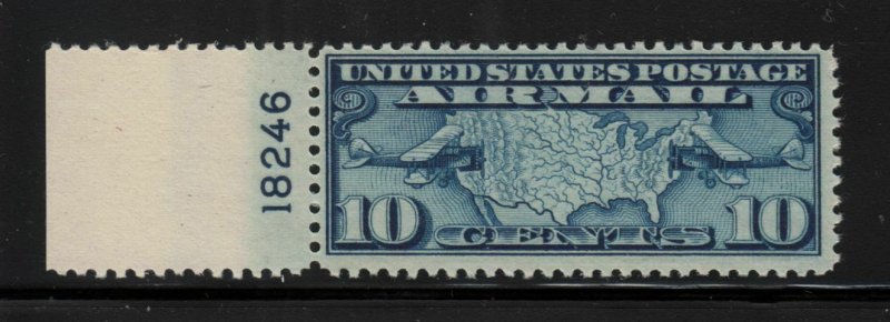 1926 Sc C7 AIRMAIL 10c blue MNH plate number single Hebert CV $14 (01