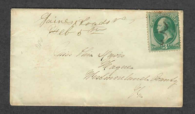 Gaines Cross Roads Virginia DPO 4 M/S Cancel 19th Century Cover