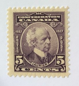 Canada 1927 Scott 144 MH - 5c, Sir Wilfrid Laurier, Confederation 60th anniv