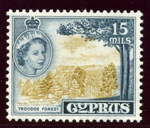 Cyprus 1960 QEII 15m bistre & indigo superb MNH. SG 177a.