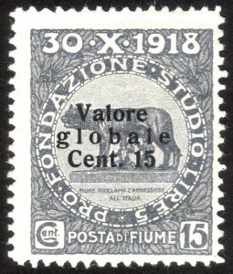 1919, Fiume 15c, MH, Sc 75