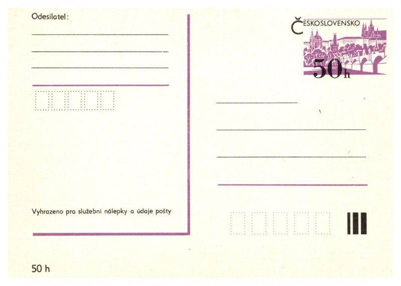 Czechoslovakia, Government Postal Card