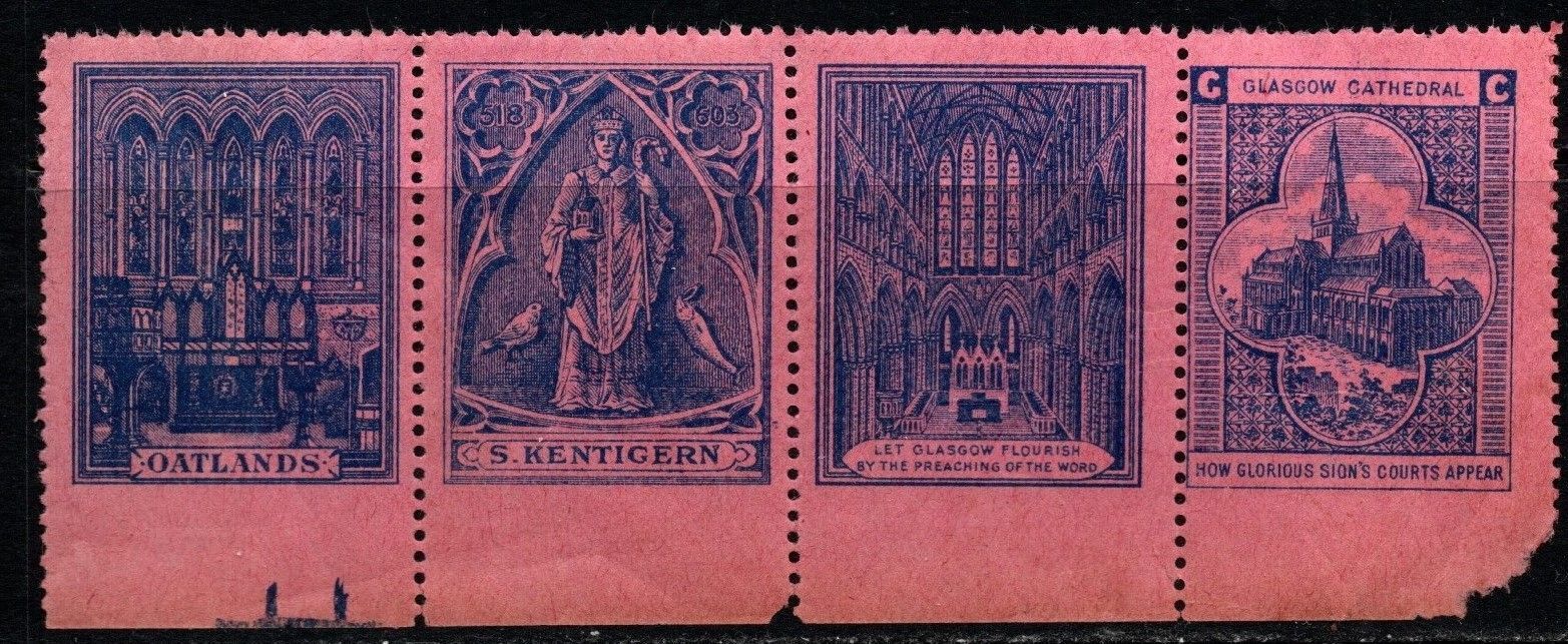 Vintage Great Britain Poster Stamp Glasgow Cathedral Religious Strip/4