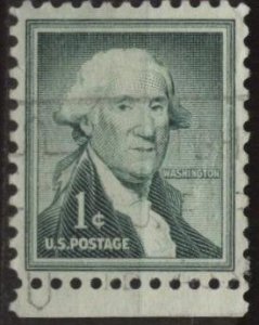 US 1031 (used) 1¢ George Washington, dk grn (1954)