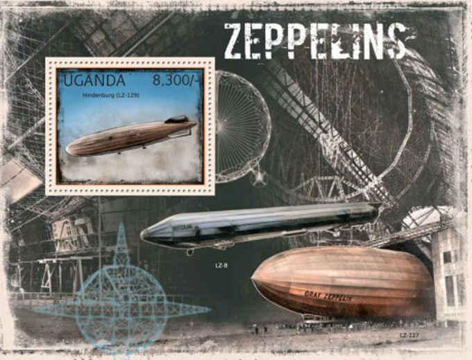 Uganda - Zeppelins on Stamps -  Stamp Souvenir Sheet - 21D-070