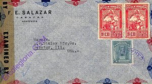 ad6413 - VENEZUELA - Postal History - CENSORED airmail Cover 1940s BASEBALL