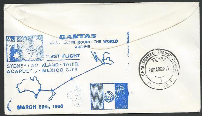 AUSTRALIA 1966 Qantas first flight cover to Mexico........................52299A 