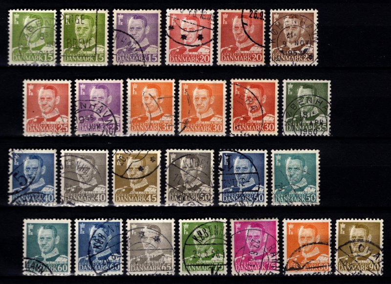 Denmark 1948-55 Frederik IX Definitive (incl.die variations) Part Set [Used]